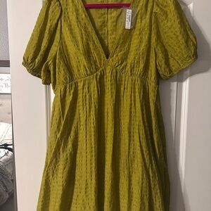 Madewell Olive Green Textured Mini Dress
